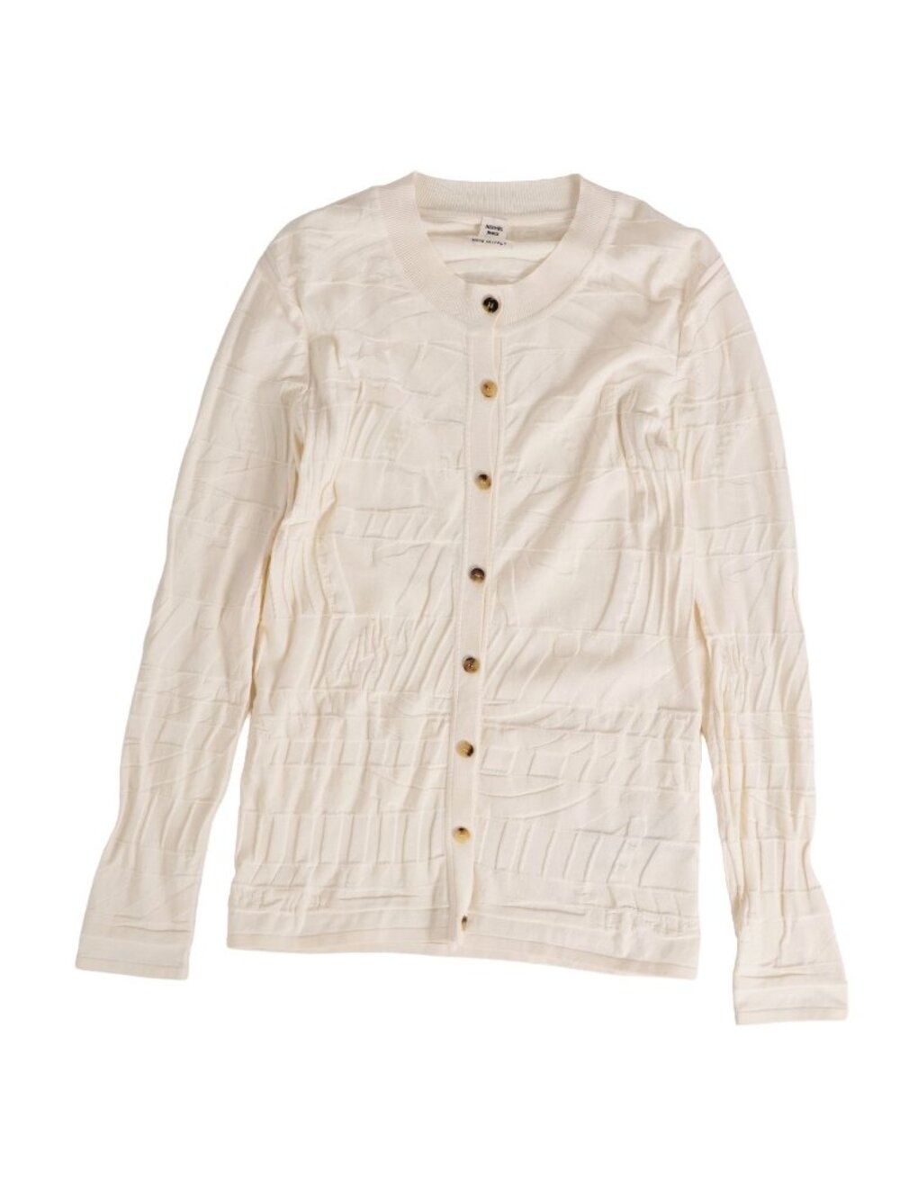 Hermes Cardigan Knit Long Sleeve All Over Print Top Silk Cotton Ivory 34